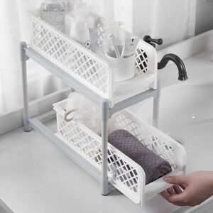 Livingandhome - 2 Tier Slide Out Storage Basket for Kitchen Bathroom