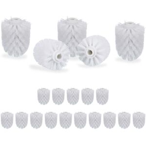 Set of 20 Relaxdays Toilet Brush Heads, Loose Toilet Brushes, 12 mm Threads, Replacement Heads, Diameter 7 cm, White