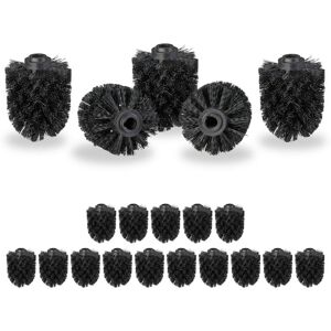 Set of 20 Relaxdays Toilet Brush Heads, Loose Toilet Brushes, 12 mm Threads, Replacement Heads, Diameter 7 cm, Black