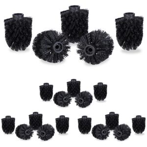 Toilet Brush Head Set of 20, Loose Toilet Brushes, 9.5 mm Threads, Replacement Heads, Diameter 7 cm, Black - Relaxdays