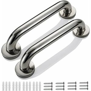 Hoopzi - 2pcs 30cm Bathroom Grab Bar Wall Mounted Shower Safety Bars Bathtub Handle Stainless Steel Towel Rack for Children Pregnant Woman Disabled