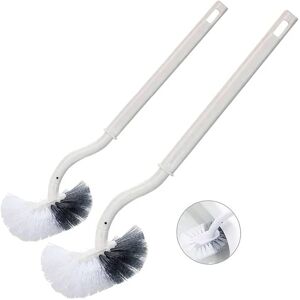 AOUGO 2PCS Toilet Brush Toilet Brush Plastic Long Handle Toilet Brush, with Strong Bristles for Toilet Household, Deep Cleaning, White