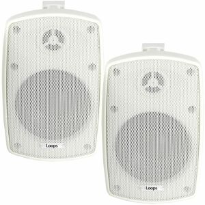 LOOPS 2x 4' 60W White Outdoor Rated Speakers 8 ohm Weatherproof Wall Mounted HiFi