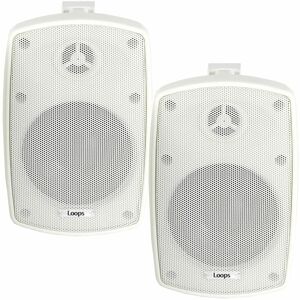 Loops - 2x 8' 160W White Outdoor Rated Speakers 8 ohm Weatherproof Wall Mounted HiFi