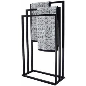 Bathroom Towel Rack Store Matt Black Freestanding 3 Rail Modern - Vale Designs