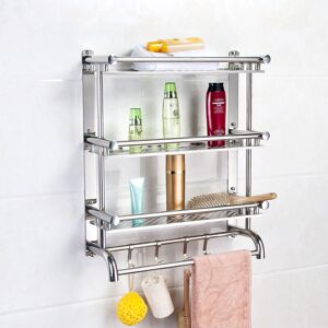 Livingandhome - 3 Tier Wall Storage Rack with Hook for Bathroom