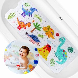 Langray - Non-slip bath mat for children, odourless. Extra long bath mat 100 x 40 cm with child-friendly motifs. (Dinosaur Paradise & 5 Dinosaurs)