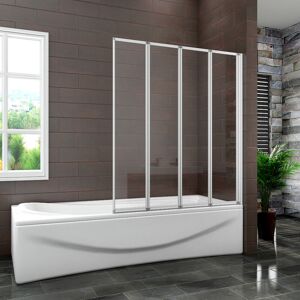 SKY BATHROOM Bathroom 4 Panel Folding Bath Shower Screen Chrome 1000mm Reversible 4mm Glass