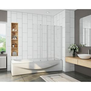 SKY BATHROOM Bathroom 4 Panel Folding Bath Shower Screen Chrome 1000mm Reversible 4mm Glass