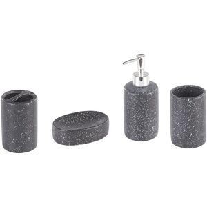 Beliani - Bathroom Accessories Set Grey Ceramic Soap Dispenser Toothbrush Holder Iloca - Grey