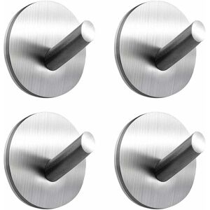 LANGRAY 4 Pieces Adhesive Hook, 8kg Max Stainless Steel Bathroom Wall Hook, Towel Bar With Adhesive Tape, Home and Office, Self-Adhesive - 4