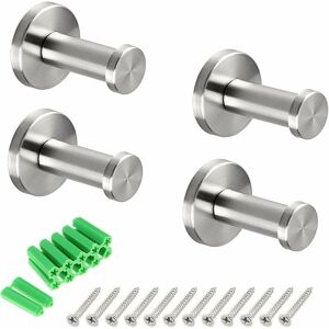 TINOR 4 Pieces Brushed 304 Stainless Steel Wall-Mount Robe Towel Hook Bathroom Lavatory Closets Coat Towel Robe Hook (2inch/5cm)