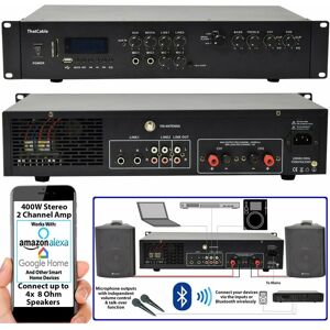 Loops - 400W Stereo Bluetooth Amplifier 2 Channel Mixer HiFi Amp Wireless Loudspeaker