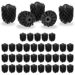 Set of 40 Relaxdays Toilet Brush Heads, Loose Toilet Brushes, 12 mm Threads, Replacement Heads, Diameter 7 cm, Black