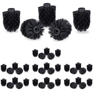 Toilet Brush Head Set of 40, Loose Toilet Brushes, 9.5 mm Threads, Replacement Heads, Diameter 7 cm, Black - Relaxdays