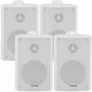 LOOPS 4x 3 60W White Outdoor Rated Garden Wall Speakers Wall Mounted HiFi 8Ohm & 100V