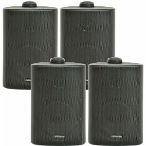 LOOPS 4x 4 70W Black Outdoor Rated Garden Wall Speakers Wall Mounted HiFi 8Ohm & 100V