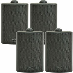 Loops - 4x 5.25' 90W Black Outdoor Rated Garden Wall Speakers Wall Mounted 8Ohm & 100V