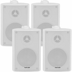 Loops - 4x 5.25' 90W White Outdoor Rated Garden Wall Speakers Wall Mounted 8Ohm & 100V