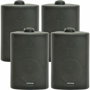 Loops - 4x 6.5' 120W Black Outdoor Rated Garden Wall Speakers Wall Mounted 8Ohm & 100V