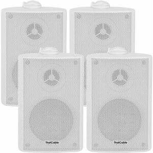 Loops - 4x 6.5' 120W White Outdoor Rated Garden Wall Speakers Wall Mounted 8Ohm & 100V