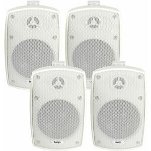 Loops - 4x 8' 160W White Outdoor Rated Speakers 8 ohm Weatherproof Wall Mounted HiFi