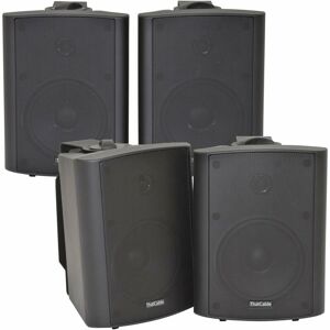 LOOPS 4x 90W Black Wall Mounted Stereo Speakers 5.25' 8Ohm Quality Home Audio Music