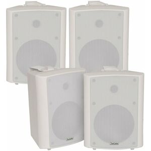 LOOPS 4x 90W White Wall Mounted Stereo Speakers 5.25' 8Ohm Quality Home Audio Music