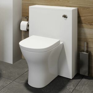 Aurora 500mm Bathroom Toilet Concealed Cistern White Gloss Dual Flush Soft Close Seat - White