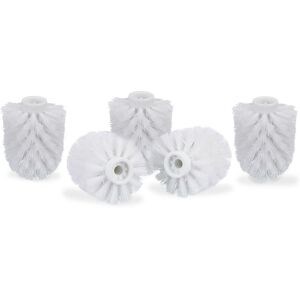 Set of 5 Relaxdays Toilet Brush Heads, Loose Toilet Brushes, 9.5 mm Threads, Replacement Heads, Diameter 7 cm, White