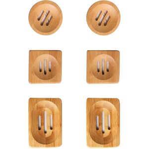 AOUGO 6 Pieces Bamboo Soap Dish, Handmade Soap Dish, Wooden Handmade Soap Box, Suitable for Bathrooms, for Storing Soap