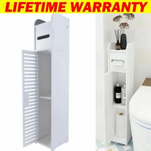 BRIEFNESS Waterproof Toilet Roll Holder Bathroom Storage Shelf Ventilated Door White Unit