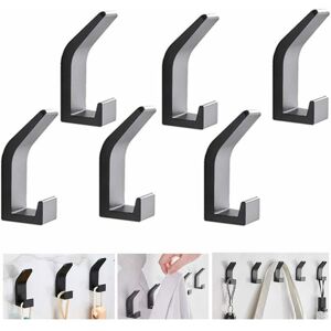 LANGRAY 6Pcs Premium Towel Holder Tea Towel Holder No Drilling Hook Self Adhesive Towel Holder for Bathroom, Kitchen and Household (Black + Gray) (Black)