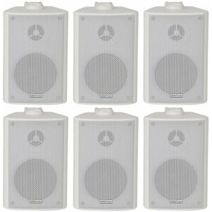 LOOPS 6x 70W 2 Way White Wall Mounted Stereo Speakers 4 8Ohm Compact Background Music