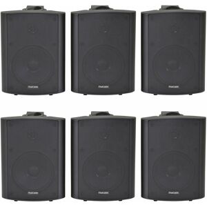 LOOPS 6x 90W Black Wall Mounted Stereo Speakers 5.25' 8Ohm Quality Home Audio Music