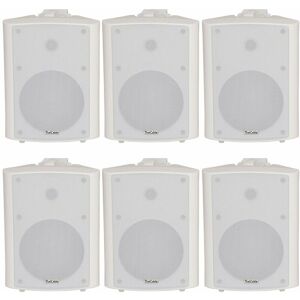 LOOPS 6x 90W White Wall Mounted Stereo Speakers 5.25' 8Ohm Quality Home Audio Music