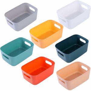 HÉLOISE 7 Pack Plastic Storage Boxes, Multiple Colors Storage Baskets for Kitchen, Closet, Office, Bathroom, Toys, Home (7 Pack)