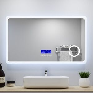 ACEZANBLE Large led Bathroom Mirrors with Bluetooth Speaker Anti Fog 3x Magnifying 6000K Cool White Light + 2700K Warm Lights - 1600x800mm