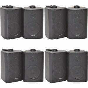 LOOPS 8x 70W 2 Way Black Wall Mounted Stereo Speakers 4 8Ohm Compact Background Music