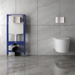 Acezanble - 1.14M Concealed Cistern Frame Rimless Wall Hung Toilet Set