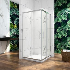 900x900x1850mm Corner Entry Shower Enclosure Sliding Doors Cubicle with 900x900x30mm Stone Tray and waste - Biubiubath