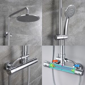 Acezanble - 225mm Thermostatic Mixer Shower chorme round exposed valve Set