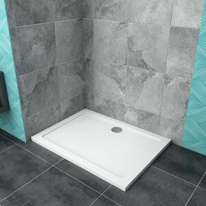 New 1200x900x30mm Slimline Rectangle Shower Enclosure Stone Tray Free Waste - Acezanble