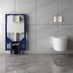 Acezanble - 5 in 1 1.14M Concealed Cistern & Rimless Wall Hung Toilet Set