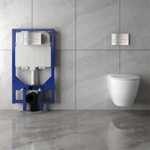 Acezanble - 5 in 1 1.14M Concealed Cistern & Wall Hung Toilet Set