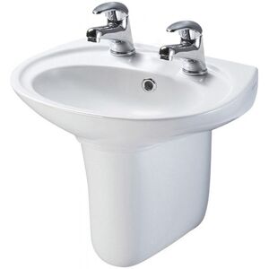 AKW Livenza Basin and Semi Pedestal 450mm - 2 Tap Hole