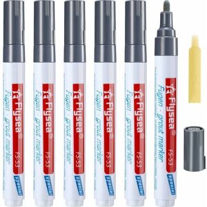 AlwaysH 6 Tile Grout Pen Wall Grout Restorer Pen Repair Marker Grout Filler Pen for Wall Tile Restoration Bathroom Floor (Dark Grey)