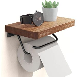 Alwaysh - oilet Toilet Paper Holder with Shelf for Farmhouse Bathroom Rustic Toilet Roll Holder Wall Mounted Rustproof Adjustable Easy Tear Walnut