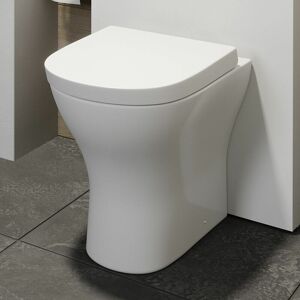 AQUARI Back to Wall BTW Modern Toilet Pan Soft Close Seat Space Saving White Ceramic - White