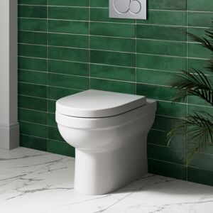 AQUARI Back to Wall Ceramic Toilet WC Bathroom Pan Cloakroom with Soft Close Seat White - White